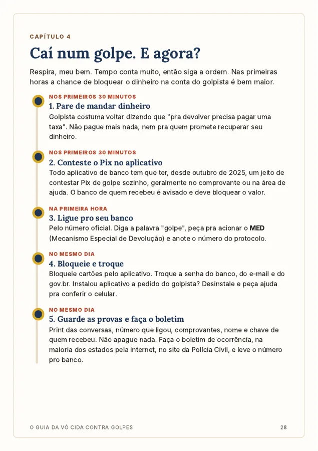 Página Caí num golpe, e agora?